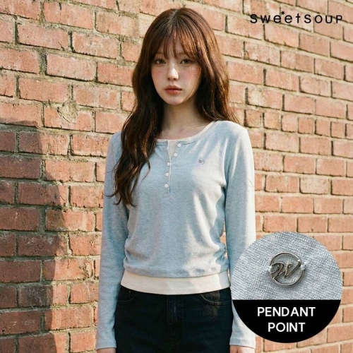 스위트숲 펜던트 포인트 레이어드 티셔츠 WC3LTF5