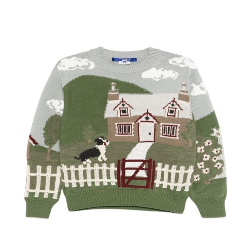 준야와타나베 프린트 코튼 크루넥 스웨터 WQN0140511 B0711963104