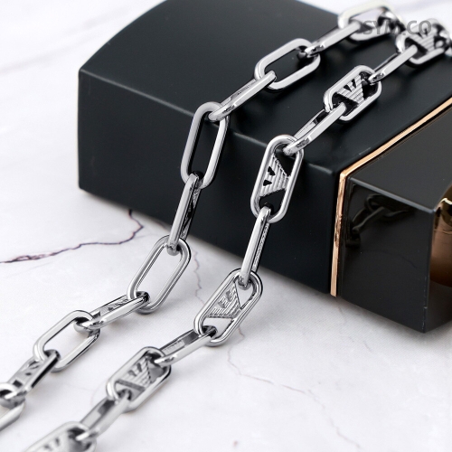 아르마니  EGS3248 독수리 엠블럼 실버 톤 멀티 로고 체인 남자 스틸 목걸이 d