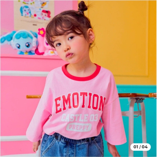 에스에이엠지엔터테인먼트 캐치티니핑 핑크 프레피 7부 티셔츠