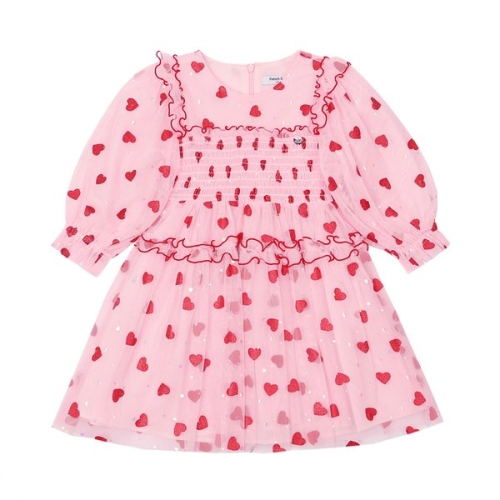 프렌치캣 하트 샤스모킹 원피스 (Q52DAO070P1)