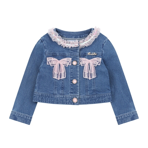 프렌치캣 데님 리본 프릴 자켓 (Q61DCK100)