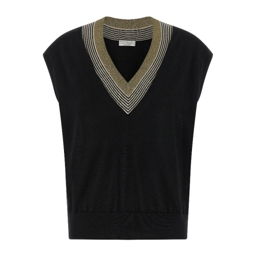 브루넬로쿠치넬리 스파클링넥라인 어시메트릭 니트 조끼 M13836712 CDN23