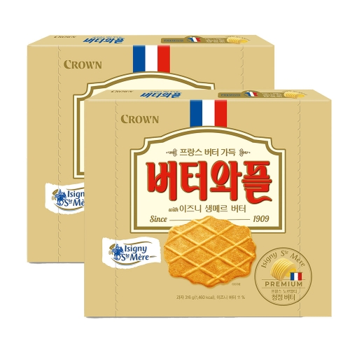크라운제과  버터와플 이즈니생메르 버터 316g