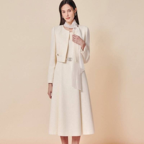 지고트 여성 세레모니 트위드 크롭 재킷 원피스 세트 JS2A0OP044