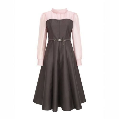 JJ지고트 여성 백 리본 뷔 스티에 플레어 원피스 GS3A0OP201