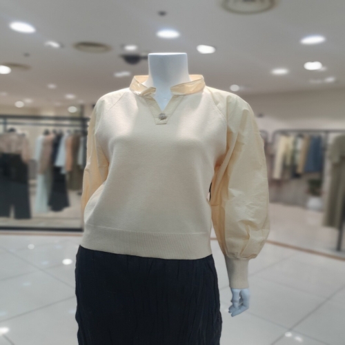 DECO 제이스 우븐 배색 니트 티셔츠DCKTF1107B_DG