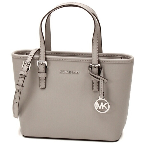 마이클코어스 젯셋 트래블 토트백 엑스트라 스몰 펄그레이 가죽 핸드백 35T9STVT0L35