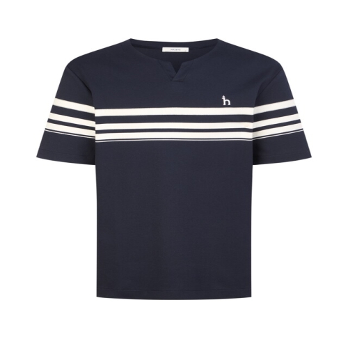 헤지스 남성 슬릿넥 컬러블럭 반팔 티셔츠 HZTS6B547N2