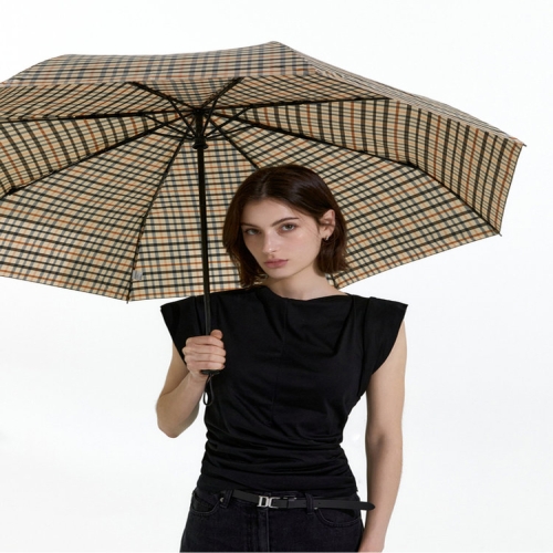 닥스 우양산 베이지 체크 3단 DBUM6E831W2