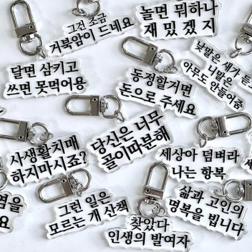 셀러허브  맞춤법 파괴 병맛 키링 8+8종 쓸데없는 선물 인싸템 신박한 킹받는 힙한 밈 짤 S16025956