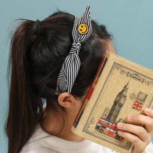 스마일 자수 스트라이프 헤어밴드 머리띠 화이트 S27416134