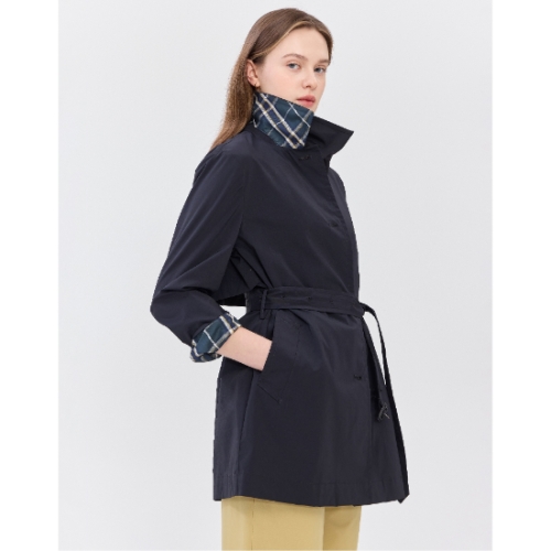 헤지스 여성 트렌치 블랙 싱글버튼 경량 하프 코트 WSCO5B201BK