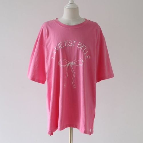 아이우먼 여리리본프린팅반팔티 WBQ835M603 빅사이즈