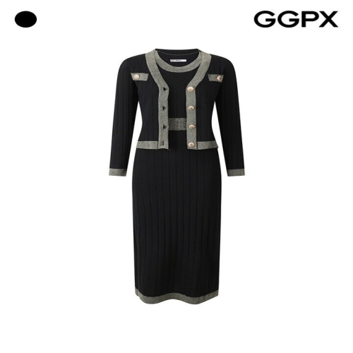 GGPX 여성 글리터 배색 가디건 세트 홀터넥 니트 원피스 GQ3ST001F