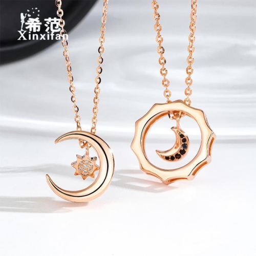 디작소  남녀공용 커플 실버 은 큐빅 해 달 해와달 목걸이 33505130