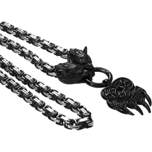 울프  11386235 남자 목걸이 심플 가벼운 패션 남성용 OIDEA 바이킹 빈티지 베어 클로 펜던트와 헤드 킹 체