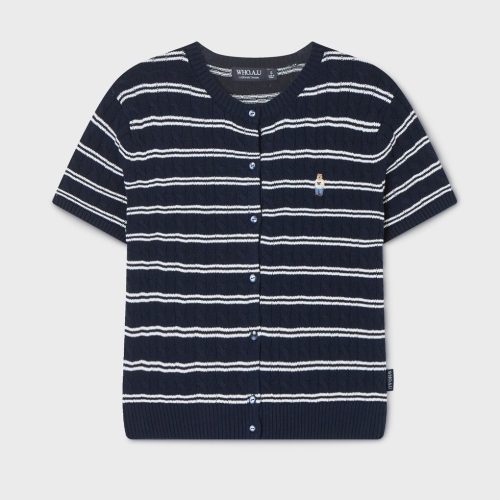 후아유 Steve R-neck Cable ShortSleeve Cardigan WHCKG2412F