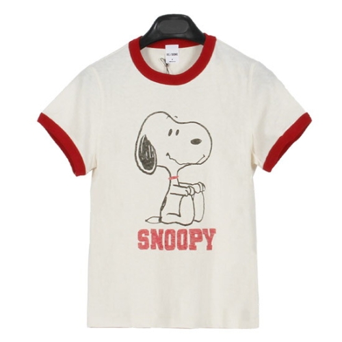 리던 여성 60S 슬림 링거 스누피 티셔츠 02402WSRT002 VINTAGE WHITE/CRIMSON RDC014