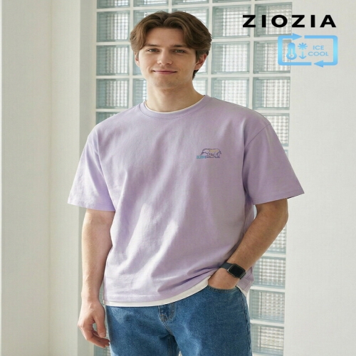 지오지아 남여공용 필독 콜라보 코끼리 반팔 티셔츠 ABE2TR3181