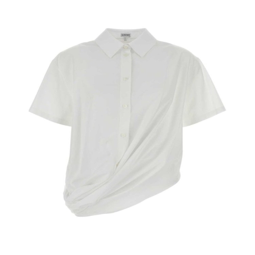 로에베 쇼츠 슬리브 드레이프 셔츠 S540Y05XD2 WHITE B0441980450