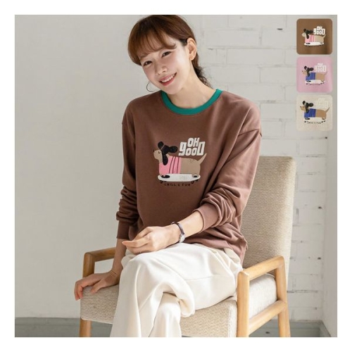 키첼 국내 모던핏 세렌피 배색 프린팅 맨투맨 3125761