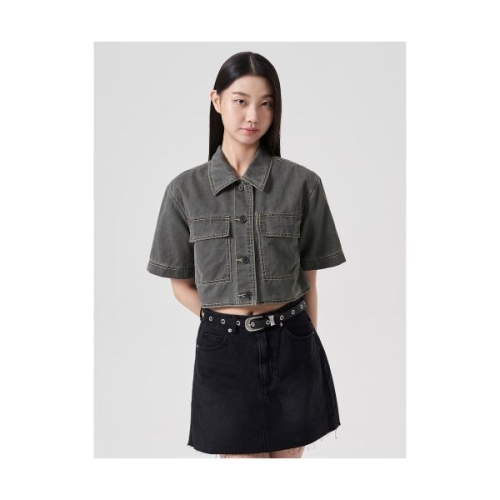 피그먼트 에잇세컨즈 8SECONDS 리넨 크롭 셔츠 애쉬 324765OP94 680106