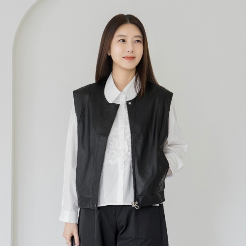 마담4060 엄마옷 시크레더밴딩 여성 데일리 조끼 -RVE2603008