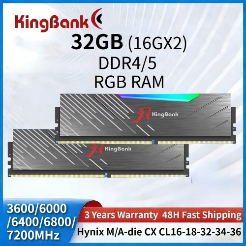 닉스 킹뱅크 램 DDR5 RGB 16GBX2 3600/6000/6400/6800/7200MHz 하이 A/M-다이 CL16-18-..