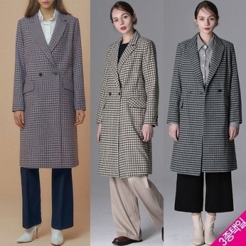 르오트 지적인 울블렌디드 테더솔 체크코트 1146400