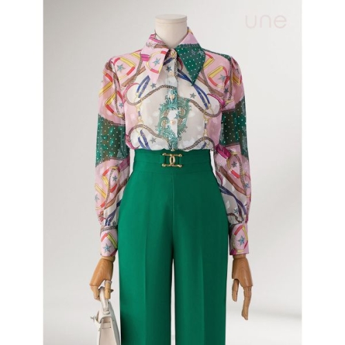 윈 칼라엣지 자카드쉬폰블라우스 1164860