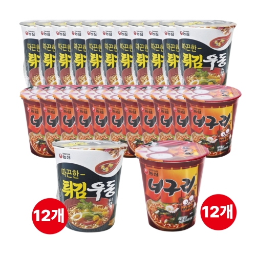 농심  튀김우동컵 12개 +  너구리컵 12개