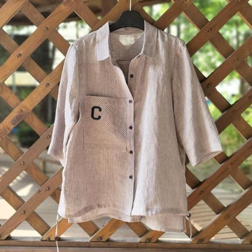 할마마마 줄무늬셔링자켓셔츠 린넨 쿨톤 국내제작 9764797A