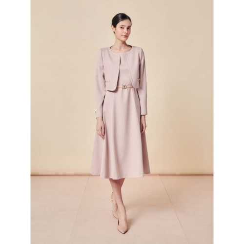 지고트 여성 노블 실루엣 벨티드 레이어드 드레스 JS3A0OP404