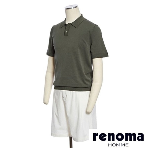 레노마 옴므 S/S 시원한 면 니트 딥그린 카라 티셔츠 RRFMKT67A