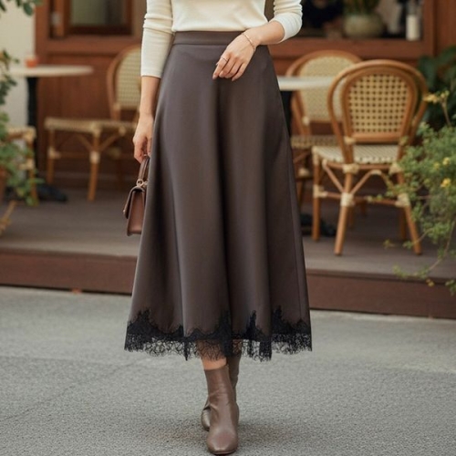 사틴 망사포인트 스커트 MDX448M603 빅사이즈