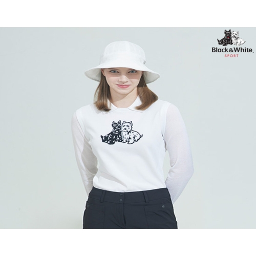 블랙앤화이트 테리어 원포인트 긴팔 스웨터 2206LCKR