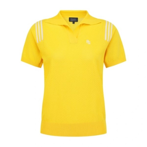 파리게이츠 리브 암홀 오픈 카라 반팔 니트 521F2SR313_YL