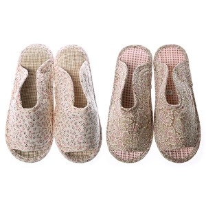 케이에스몰 내츄럴체크 면실내화 퀼트 패브릭 슬리퍼 거실화 덧신