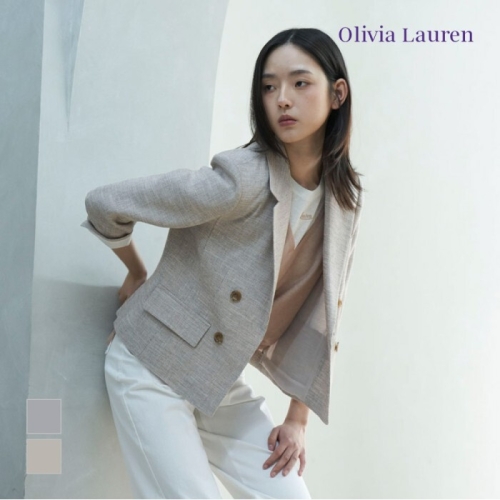올리비아로렌 정상 크롭 린넨 자켓_VOCFU6M3331