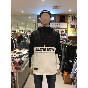  헨어스 남성 레터링 포인트 아노락 후드 점퍼 티셔츠_HUC600