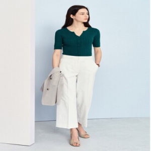 더아이잗 여성 린넨 사이드 버튼 일자핏 팬츠 IP4AOSL211