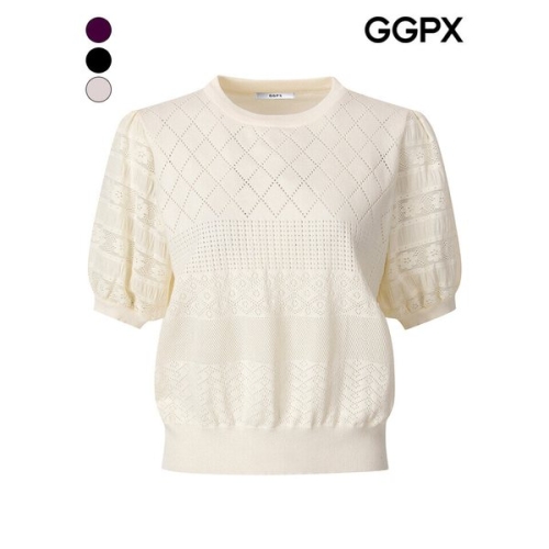 GGPX 여성 믹스 펀칭 반팔 니트 GQ3KP024F