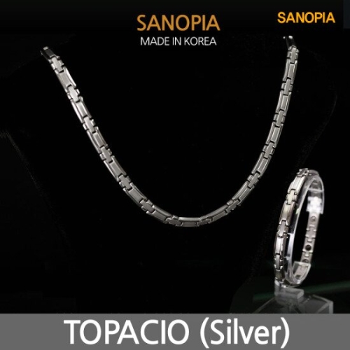사노피아 게르마늄 티타늄 자석 목걸이팔찌세트 토파시오(실버)