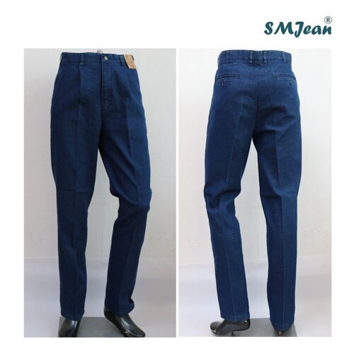 에스엠진 SMJ138s 중년 주름 청바지 일자 진청 스판 남자 중년 남성