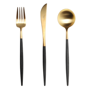 큐티폴 고아 블랙골드 3종 디너 커트러리세트