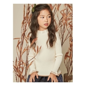  빈폴키즈 아이보리 러블리 프릴넥 니트 (BI7851G020)