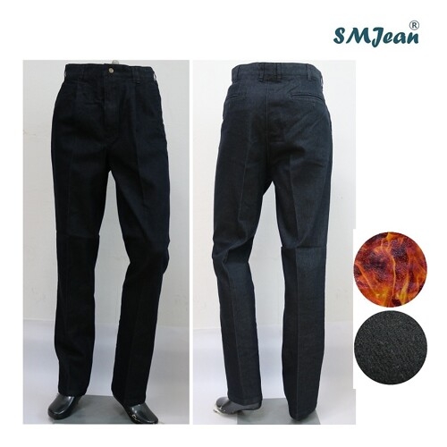 에스엠진 SMJ137k 주름 블랙 기모 청바지 중년 남성 겨울청바지 일자 남자