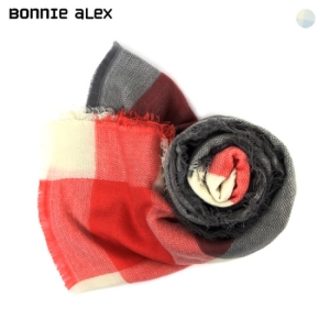  보니알렉스 배색 패턴 니트 머플러_BDMY602A