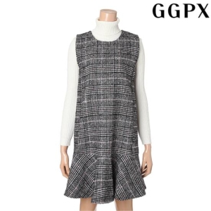  GGPX 페플럼 체크 민소매 원피스_GHDCOP943F